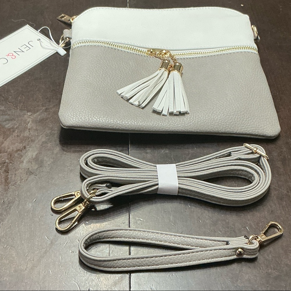 Chic Gray and White Crossbody Bag